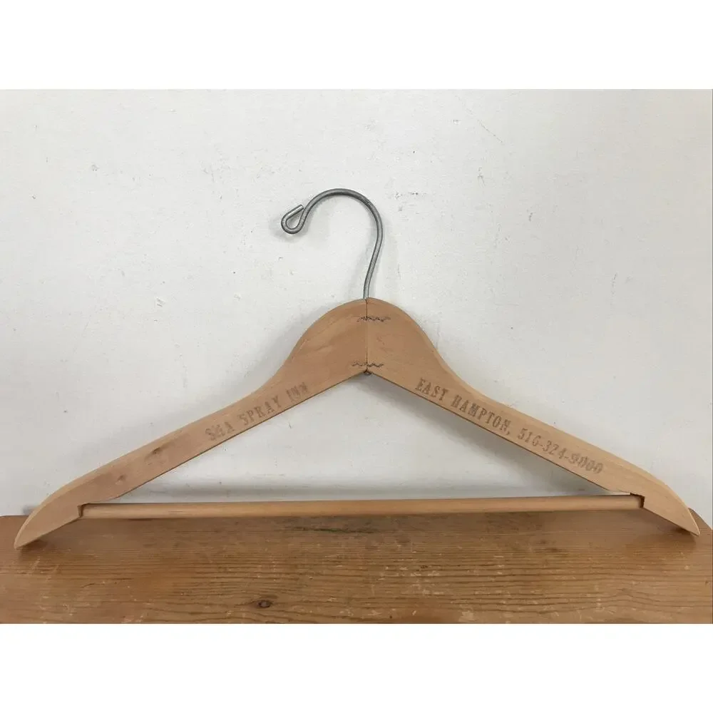 Vtg Sea Spray Inn East Hampton New York NY Hamptons Wood Hotel Clothes Hanger